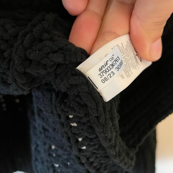 NWT Aerie Cable Car Quarter Zip Sweater Black Chenille size S - Picture 12 of 13